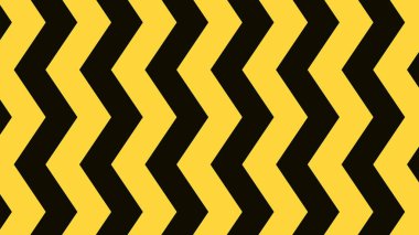 Sarı ve siyah zig zag arka planda sağdan sola, sonsuz basit çizgili geometrik tasarım düz hareket ediyor.