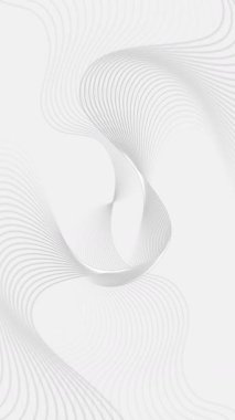 parlak beyaz arkaplan çizgisi sanat soyut fütürist duvar kağıdı dinamik eğri çizgi zarif grafik tasarım element 4K dikey döngü animasyonu