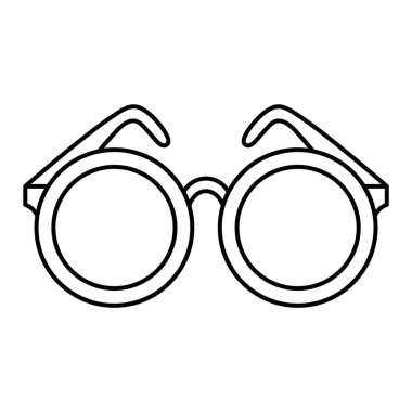 Yuvarlak Gözlük Taslak Vektör Çizimi. Tasarım merkezinde küçük bir köprü ile birbirine bağlı iki büyük dairesel lense sahiptir..