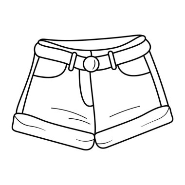 Belt Outline Illustration ile şık şortlar. Bu vektör illüstrasyonu basit bir siyah çizgi sanat tarzında özetlenmiş bir çift şık şort içerir..