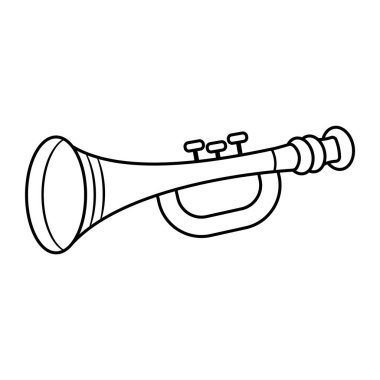 Trompet Taslak Vektör İllüstrasyonu. Bu resim basit bir trompet siyah beyaz vektör illüstrasyonunu tasvir eder..