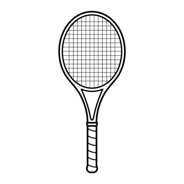 Tenis Raketi Taslak Vektör Resimleri. Bu basit ve temiz bir tenis raketi tasviri..