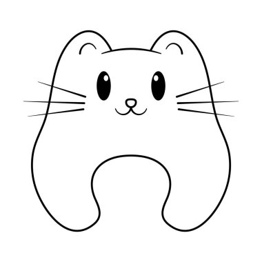 Şirin Minimalist Kedi Vektörü illüstrasyonu. Bu bir kedi yüzünün sevimli ve minimalist vektör çizimi. Tasarım, bir kedinin yuvarlak, stilize bir taslağını içerir..