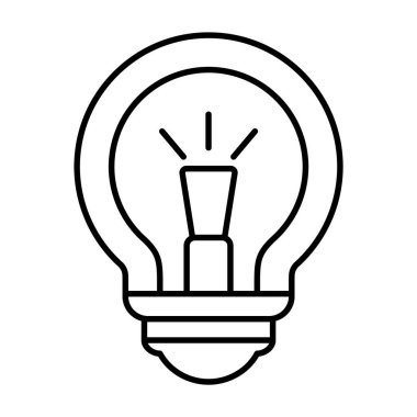 Ampul Hattı Sanat Vektörü İllüstrasyonu. Bu resim klasik bir ampulün minimalist siyah ve beyaz çizgi çizimini içerir. Ampul temiz ve simetrik çizgilerle tasvir edilir..