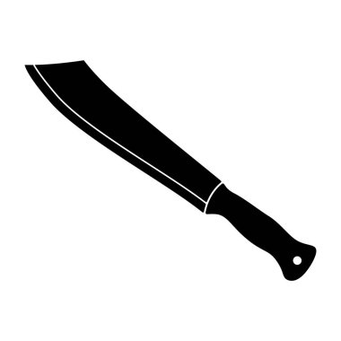 Machete Knife Vector Illustration 'un silueti. Bu vektör çizimi pala stili bıçağın siluetini gösteriyor. 
