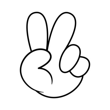 İki Numaralı Vektör Resmini Gösteriyorum. Bu, iki parmağı (işaret ve orta parmak) kaldırarak iki numarayı gösteren basit bir siyah-beyaz el çizimi.).