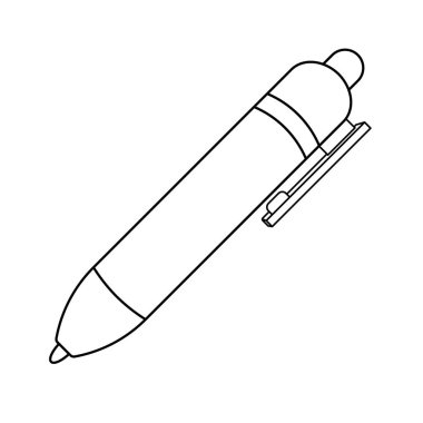 Tükenmez Kalem Taslak Vektör Çizimi. Tasarım, bir klip, yuvarlak bir üst ve standart bir kalem gibi ince bir alt içerir..