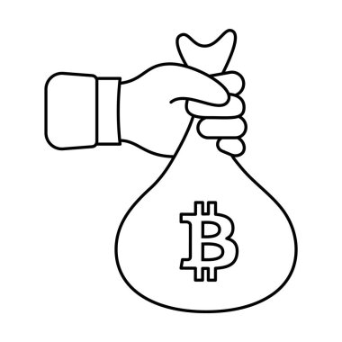 Bitcoin Para Çantası Tutmak. Çantanın yüzeyinde kripto para birimi veya dijital zenginliği sembolize eden Bitcoin sembolü () bulunur..