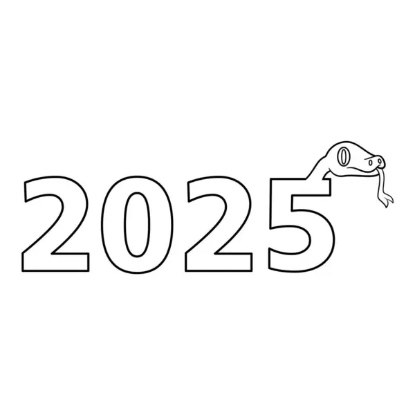 2025 Yılan Taslak Vektör Çizimi. 5 rakamı, çatallı bir dil ve göz ve burun delikleri gibi detaylı yüz hatlarıyla bir yılanın başıyla sanatsal olarak entegre edilmiştir..