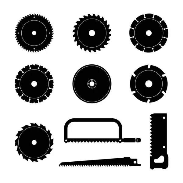 Testere Bıçağı ve El Testere Vektör Resimleri. Bu vektör illüstrasyonu çeşitli testere ve el testerelerinden oluşan çeşitli siyah siluet koleksiyonunu içerir..