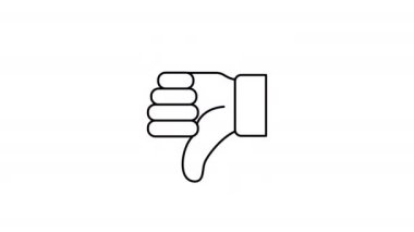 Parmaklar Aşağı Animasyon Döngüsü. Şeffaf bir arkaplanda alfa kanalı ile 4K el animasyonu. El sürekli bir döngü içinde aşağı ve yukarı hareket eden titreşimli bir baş parmak hareketi gerçekleştirir..