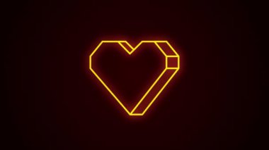Parıldayan Parıltı Efektli Neon Kalp Animasyonu. Bu büyüleyici 4K video animasyonu parlayan bir neon kalp ikonunu gösteriyor. Kalp, neon ışıklarının etkisini taklit ederek ritmik bir şekilde titreşir..