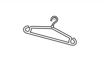 Animasyon Elbise Askısı Sallanma Hareketi. Bu 4k videosu şeffaf arkaplanda alfa kanalı ile gösterilmiştir. Bir elbise askısının minimalist animasyonu yavaşça sağa sola sallanıyor..