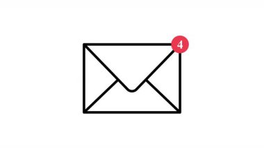 Şeffaf bir arkaplan üzerinde alfa kanalı olan Gelen E- postalar Bildirimi Simgesi. Gelen e-posta sayısı giderek artan bir statik zarf simgesine sahip.