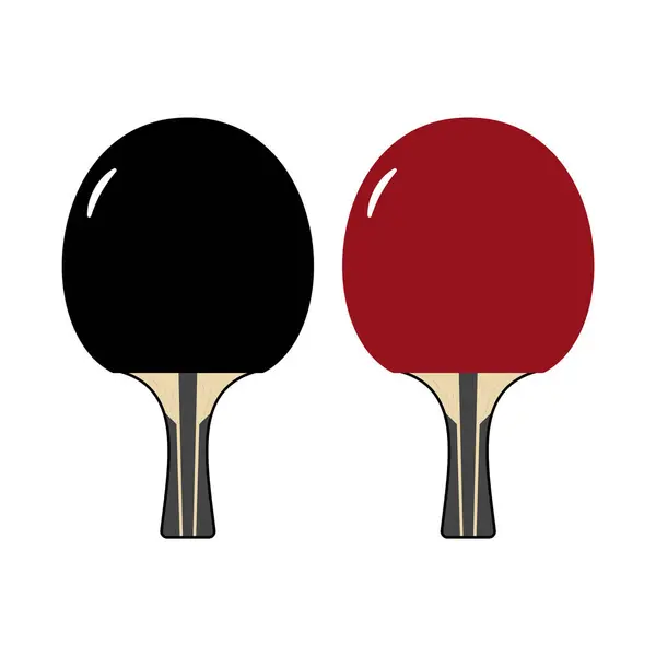Siyah ve Kırmızı Kenar Vektör Resimli Masa Tenisi Raketleri. Kürekler, katmanlı tasarımı olan ahşap bir kulp ve röfleli pürüzsüz bir yüzey içeriyor..