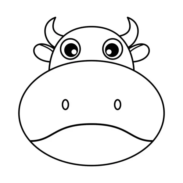 Şirin Çizgi Roman İnek Yüzlü Taslak Vektör İllüstrasyonu. Bu basit ve oyuncu bir taslak şeklinde çizilmiş şirin bir inek suratının siyah beyaz vektör çizimi..