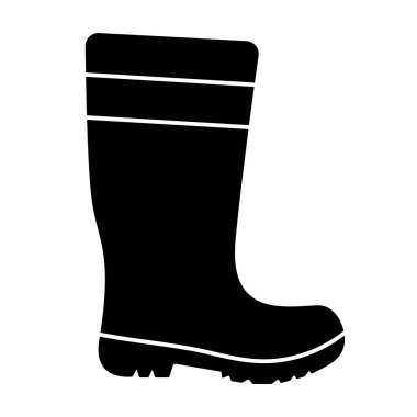 Lastik Çizme Vektörü İllüstrasyonunun Silueti. Botun üst kısmında iki yatay süslemeli ve tabanlı uzun bir şaft var..