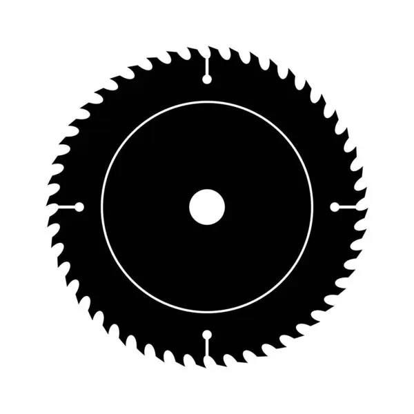 Dairesel Testere Bıçağı Siluet Vektör İllüzyonu. Çevresinde keskin ve eşit aralıklı dişleri olan dairesel bir testere bıçağının siyah silueti..