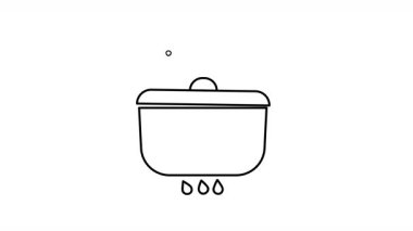 Buhar ve ateş ile kaynatılmış tencere animasyonu. Bu, şeffaf bir arkaplanda alfa kanalı olan bir döngü animasyonu. İçindeki fokurdayan sıvıdan dolayı hafifçe sıçrayan kapaklı kaynayan bir tencere..