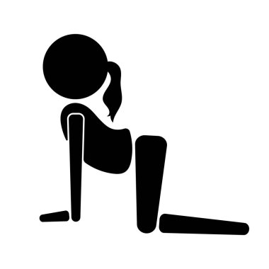Yoga Poz Çubuğu Kadın. Kobra Pozu Siluet Vektör İllüstrasyonu. Kobra Pozu 'nu seslendiren bir kadın figürünün siyah ve beyaz vektör çizimi.