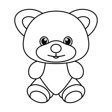 Tatlı çizgi film Teddy Ayı Taslak Vektör İllüstrasyonu. Bu vektör illüstrasyonunda basit bir çizgi film tarzında sevimli bir oyuncak ayı var. Temiz, kalın çizgiler ve yuvarlak şekillerle dizayn edilmiş..