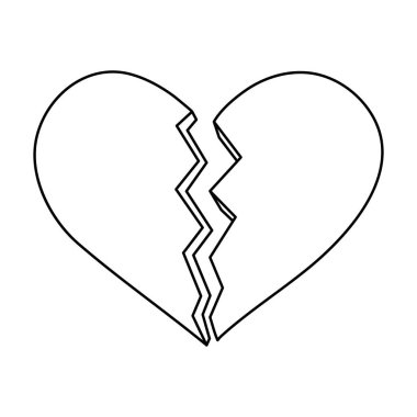 Kırık Kalp Hattı ve Zigzag Çatlak Vektör İllüstrasyonu. Kalp simetrik olarak ortadan ikiye bölünmüş. Sivri uçlu, yıldırım tarzı bir çatlak var..
