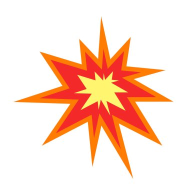 Comic Style Explosion Vector Illustration. Bu canlı vektör illüstrasyonu katmanlı yıldız patlaması şekilli dinamik bir çizgi roman patlaması içerir..