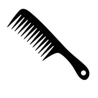 Geniş Diş Tarağı Siluet Vektör İllüzyonu. Bu geniş bir diş tarağının siyah vektör silüeti. Genellikle kalın ve kıvırcık saçların çözülmesinde kullanılır..