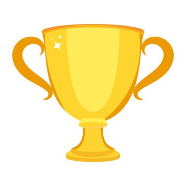 Altın Kupa Vektör İllüstrasyonu. İki zarif kulpu ve pürüzsüz, yansıtıcı yüzeyi olan parlak altın bir kupa..