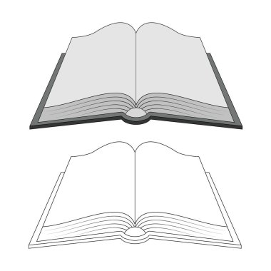 Kitap Vektörü İllüzyonu Aç. Bu vektör illüstrasyonunda öndeki açık bir kitabın iki sürümü gösteriliyor.