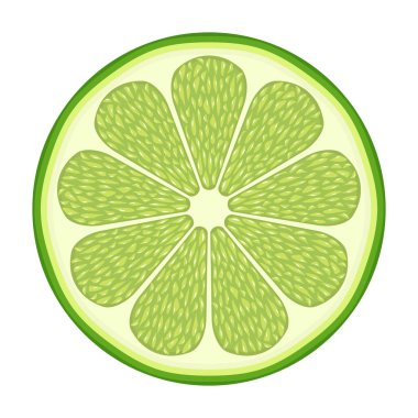 Taze Limon Dilimleyici İllüstrasyonu. Limon, sulu dokusu ve açık yeşil posası olan simetrik bölümlere ayrılır..