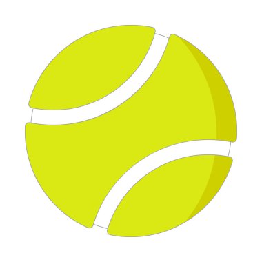 Tenis Topu Vektör İllüstrasyonu. Pürüzsüz beyaz kıvrımlı çizgileri ve ince gölge efektleri olan parlak sarı tenis topu vektör çizimi. 