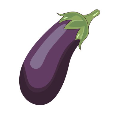 Taze Patlıcan Vektörü İllüstrasyonu. Pürüzsüz, parlak bir yüzeyi olan tek bir patlıcanın temiz, renkli bir vektör çizimi.