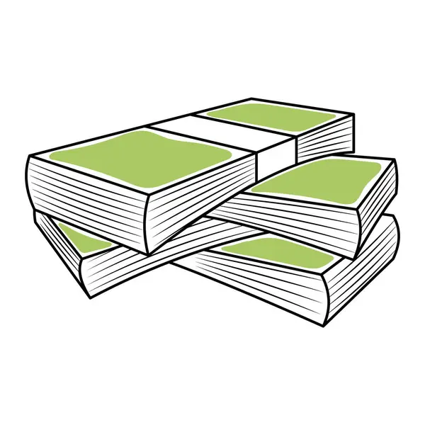 Birikmiş Para Paketleri Vektör İllüstrasyonu. Bu vektör illüstrasyonu bir yığın düzgünce düzenlenmiş para destelerini tasvir eder.