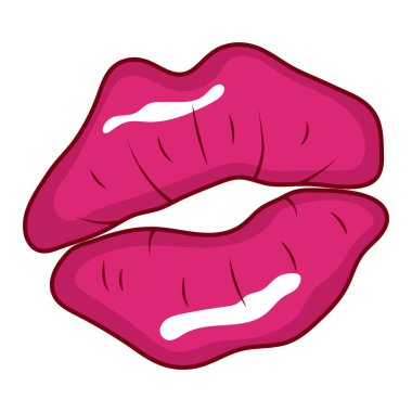 Pembe Parlak Dudaklar Vektör İllüstrasyonu. Bu canlı vektör illüstrasyonu zengin pembe bir renkte cesur ve şık bir dudak çifti içerir..