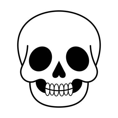 Çizgi film Kurukafa Vektör İllüstrasyonu. Tasarım büyük yuvarlak göz yuvaları, küçük bir üçgen burun boşluğu ve bir sıra sadeleştirilmiş yuvarlak dişleri içerir..