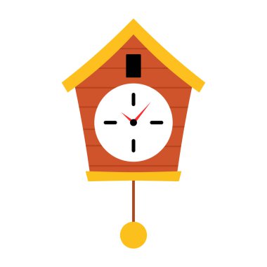 Modern Guguklu Saat Vektörü İllüstrasyonu. Bu vektör illüstrasyonunda büyüleyici, modern bir guguklu saat tasarımı var. Oyuncu ama minimalist tarzda..