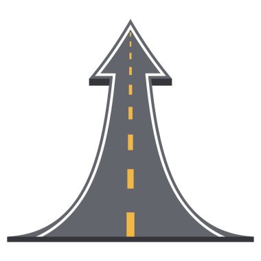 Yukarı doğru ok vektörü illüstrasyonunda yol. Ok şekli büyümeyi, gelişmeyi, kariyer yolunu ve başarıyı temsil eder, bu tasarımı iş ve motivasyon için mükemmel kılar..