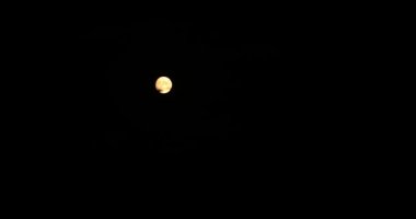 Gerçek zamanlı bulutlarla dolu bir gece. Karanlık gökyüzü arka planında gizemli ay ve Cadılar Bayramı için fotokopi alanı. Odaktan bulanık bokeh 'e geçiyoruz. Cadılar Bayramı ürkütücü arka planı