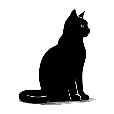 Zarif Kara Kedi Silüeti Tasarım Projeleri İçin Mükemmel