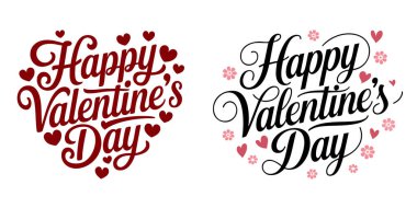 Two Happy Valentine's Day Designs in Red and Black clipart