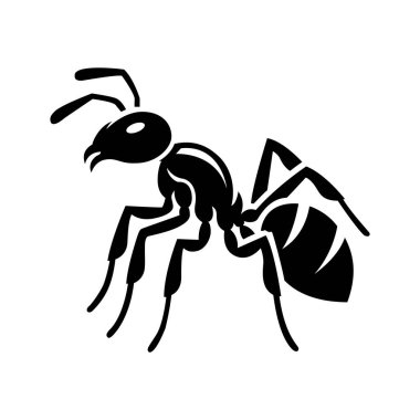 Karınca böcek silueti vektör çizimi beyaz arkaplanda izole edildi