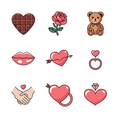 Sevgililer Günü simgeleri, vektör illüstrasyon eps10 grafikleri