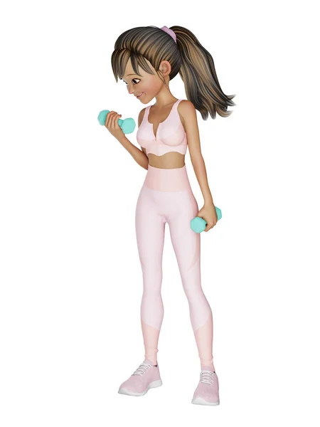 Illustration Sporty Woman Doing Fitness Dumbbell — Stock Photo, Image