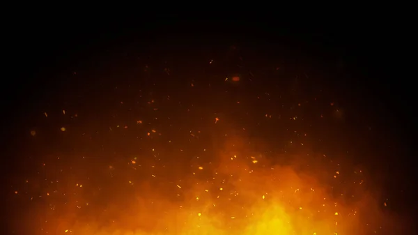 3D illustration. fire and Burning embers glowing. Fire Glowing Particles on Black Background