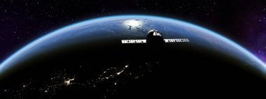 3d illustration. Space satellite orbiting the earth. Elements of this image furnished by NASA
