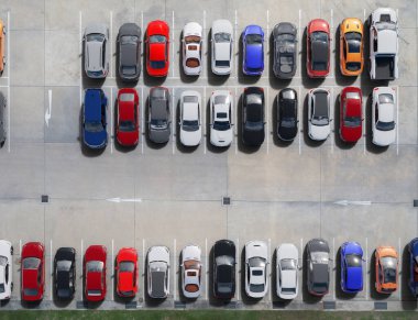 Boş otoparklar, hava manzarası. 3 Boyutlu Resim Hazırlama