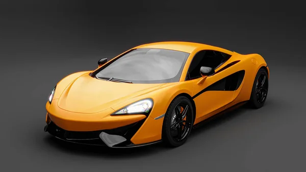 Realistic Supercar isolated on gray background with clipping path. 3D illustration rendering