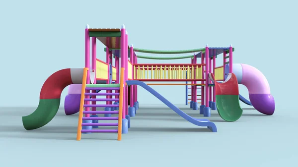 一个五彩斑斓的公共游乐场 有捷径 3D插图渲染 — 图库照片