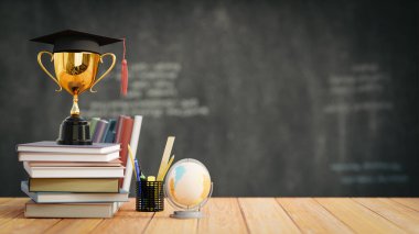 3 boyutlu illüstrasyon. Perspektif, gökdelen gökyüzüne yönelir. mavi gradyan. bina tasarımı